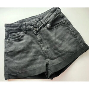 American Eagle Outfitters • Highest Rise Mom Shorts Faded Black Crossover Button